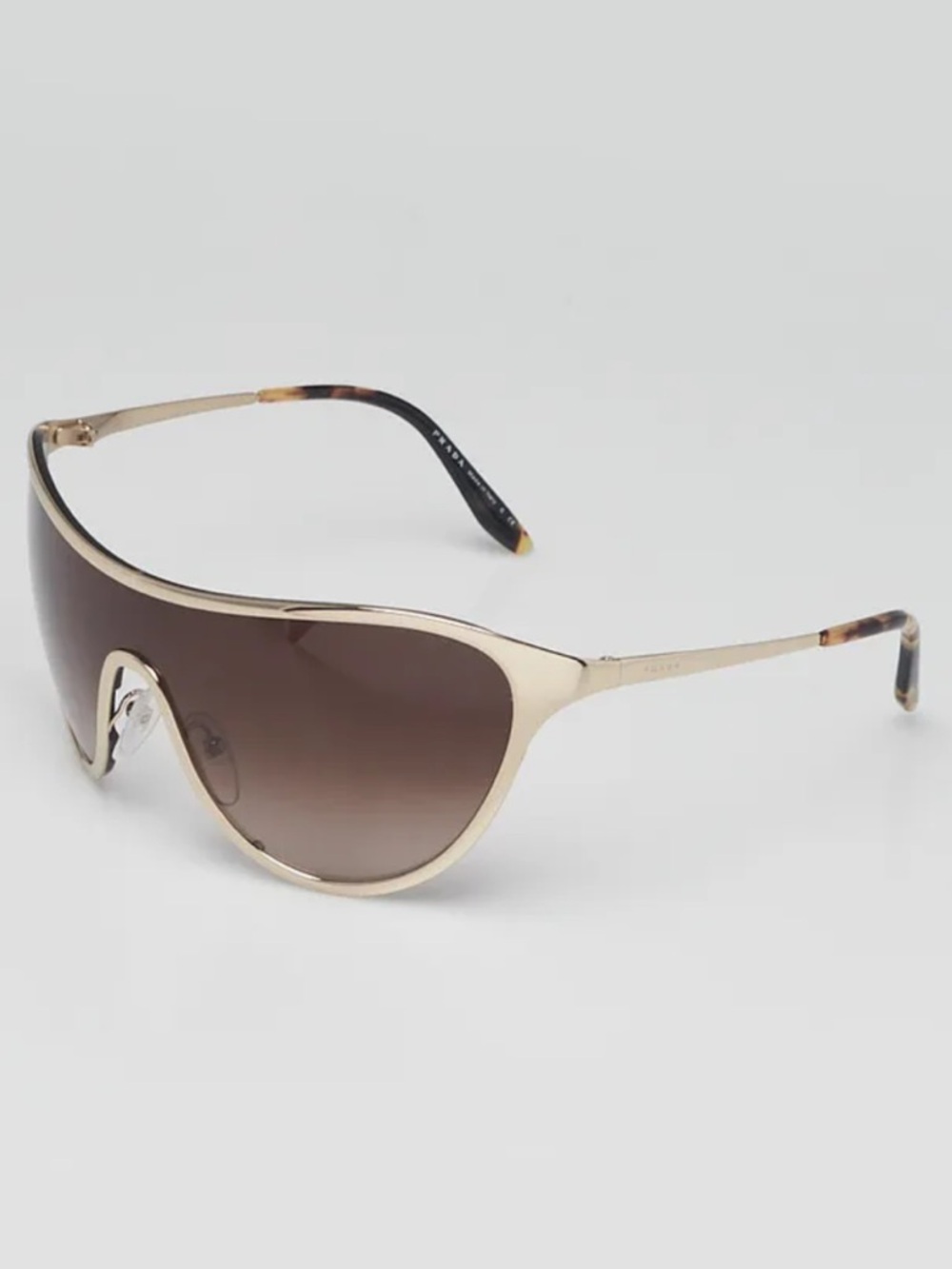Prada Gold Frame Brown Gradient Shield Sunglasses